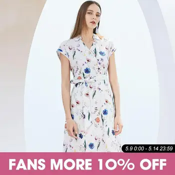 

SELECTED Women Slim Fit Cotton Linen Floral Print Dress|41922J539