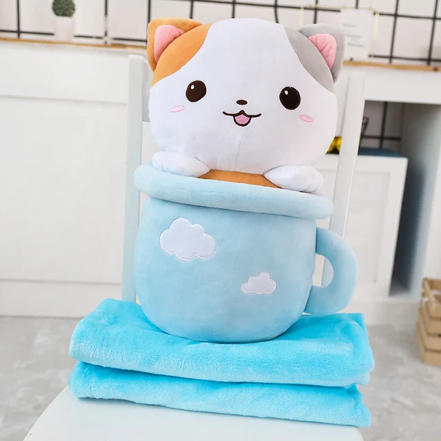 Купить 50 см kawaii cat плюшевые игрушки мягкие животные с одеялом картинки цена