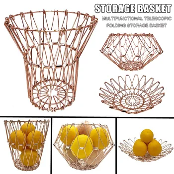 

Collapsible Stainless Steel Wire Basket Folding Storage Mesh Wire Fruit Basket @LS