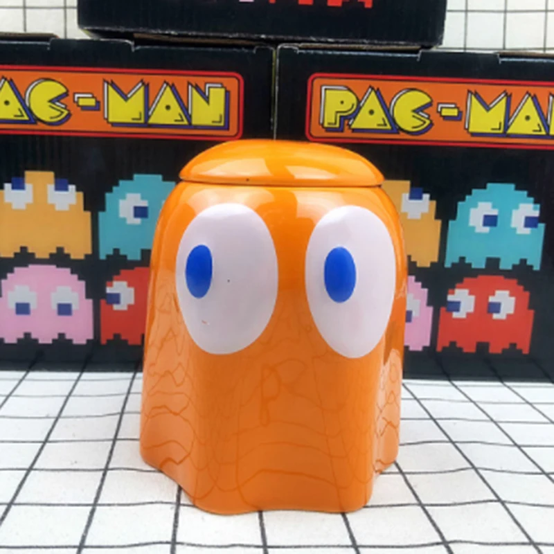 1 шт Новинка 320mL цвета: красный/желтый/синий Pacman кружка с крышкой Керамика чашку