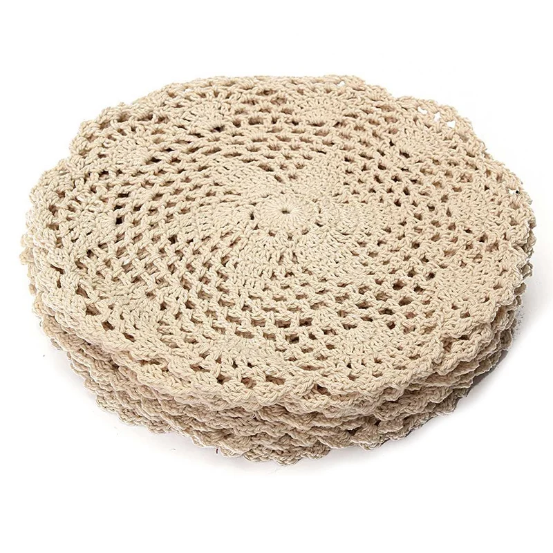 12 шт. винтажный хлопковый коврик круглый ручной вязки кружева Doilies подставки с