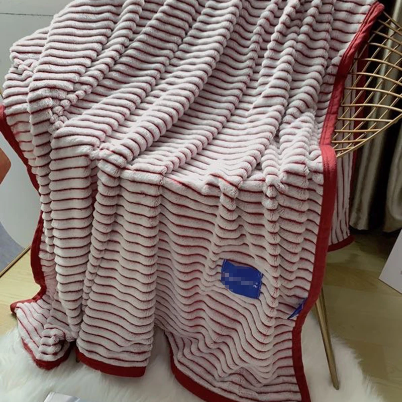 

Autumn Winter Sofa Blanket Bed Cover Solid Color Stripe Soft Skin-friendly Throw Blanket For Adult And Child Home Textile