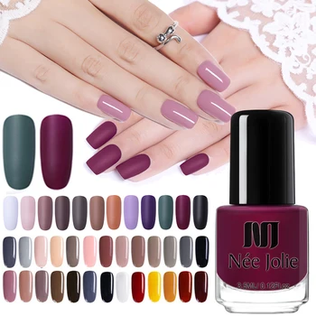 

NEE JOLIE Nail Polish Coffee Gray Red Series Nail Varnish Solid Nail Color Nail Art Polish varnish Decoration DIY 3.5ml