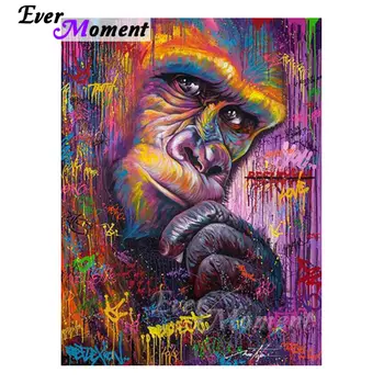 

Ever Moment Diamond Display Colorful Monkey Crafts Hobby DIY Full Square Resin Drills Mosaic Decor Painting By Diamonds 4Y756