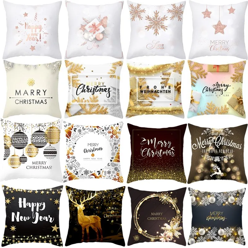 

Etyakids 45x45cm Peach Skin Merry Christmas Cover Cushion Christmas Decor for Home Happy New Year Decor 2019 Navidad Xmas Gift