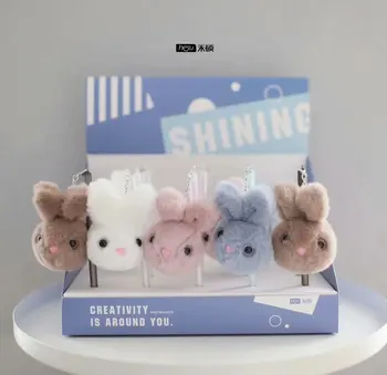 

20pcs Creative Stationery Student Pen Rabbit Plush Gel Pen 0.5mm Full Needle Black Ink Pen School Supplies Office Supplies