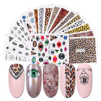 

19 Pcs Eyes Leopard Pattern Water Sticker For Nail Art Watermark Decal Flake Decorations DIY Styling Craft Decorations