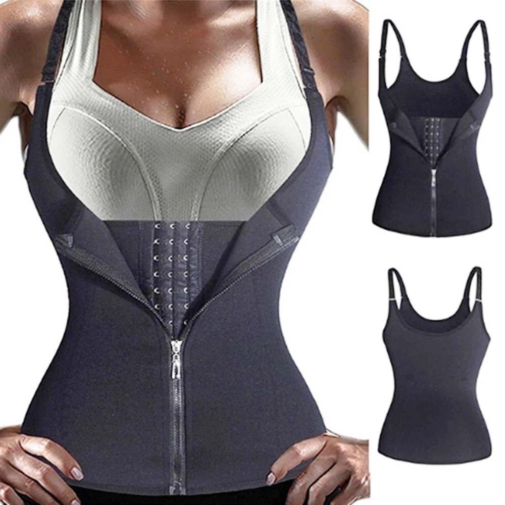 

Adjustable Shoulder Strap Waist Trainer Vest Corset Women Zipper Hook Body Shaper Waist Cincher Tummy Control Slimming Shapewear