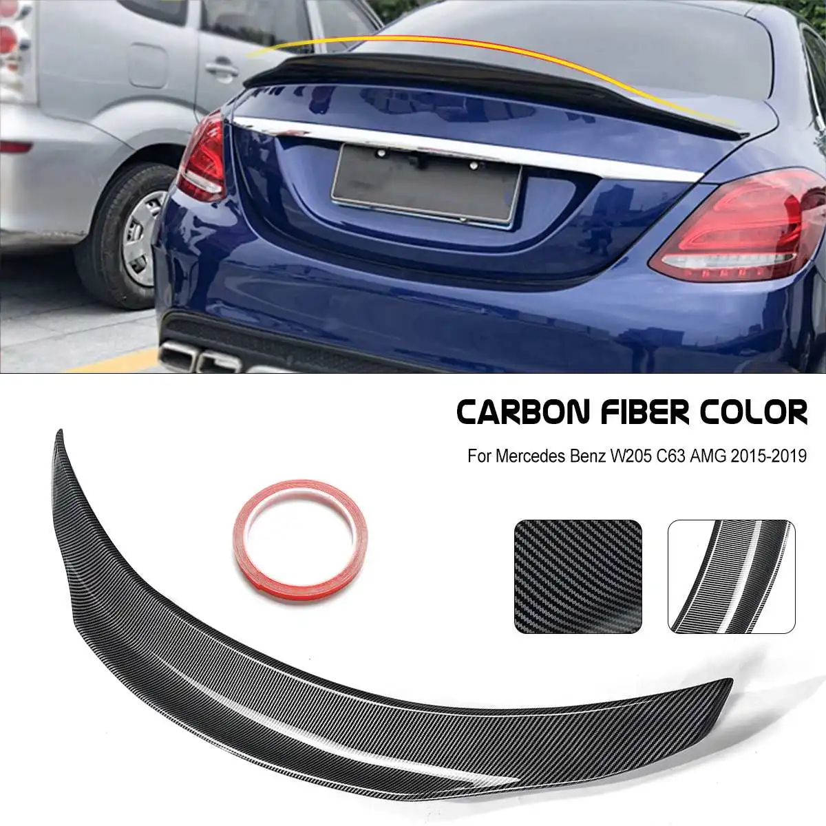 ABS PSM STYLE Carbon Fiber Performance trunk Highkick Trunk Spoiler Wing for Mercedes Benz W205 C63 AMG 2015-2017 | Автомобили и