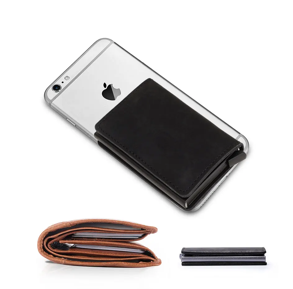 DIENQI Black Men Bank Cards Holder Aluminium Anti Rfid Credit Card Cash Bag Vintage PU Leather Mini Purse Cardholder Kaarthouder