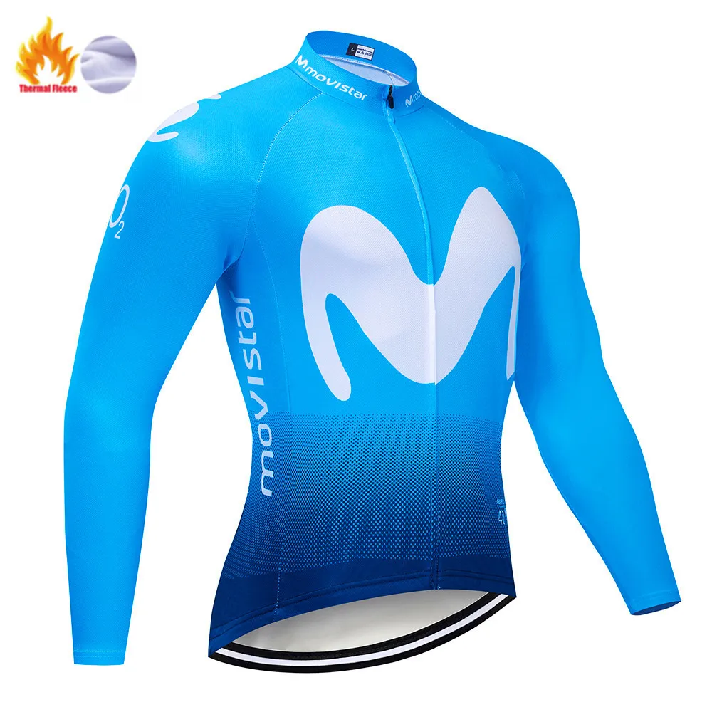 Movistar Pro Team зимний теплый флисовый длинный комплект одежды для мужчин, Велоспорт Джерси, нагрудник, велосипед, Ropa Ciclismo, велосипедная одежда