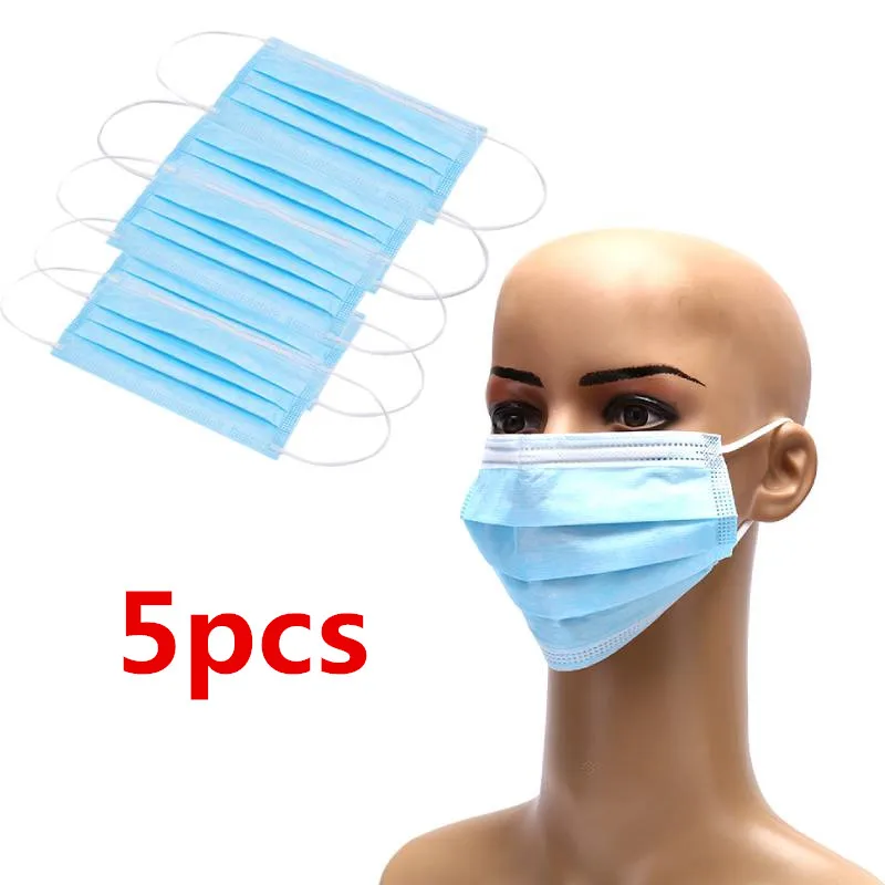

5Pcs/lot 3 Layers Anti-Dust Dustproof Disposable Masks Earloop Face Mouth Masks Facial Protective Cover Masks
