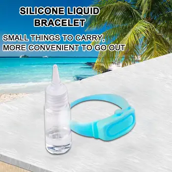 

Squeeze Silicone Wristband Sanitizer Bracelet Disinfectant Sunscreen Dispenser Kids Outdoor Portable Soap Dispenser With Bottle