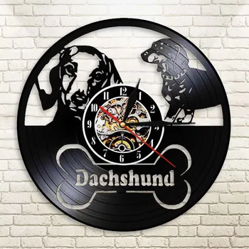 

Dachshund Animal Dogs Pets Companion Longplay Record Wall Clock Weiner Sausage Dog Kid Room Night Light Puppy Lovers Gift