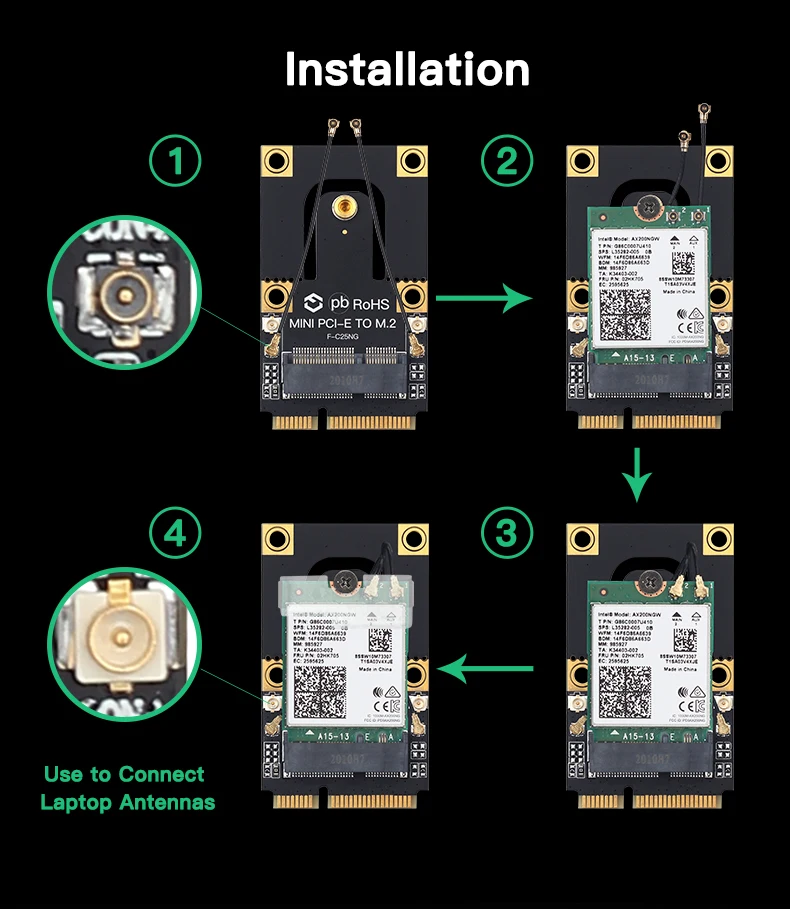 M.2 para mini pci-e adaptador wi-fi intel