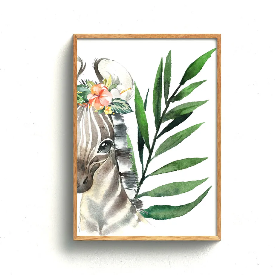 Plant-Leaf-Zebra-Elephant-Monkey-Animal-Wall-Art-Canvas-Painting-Nordic-Posters-And-Prints-Nursery-Wall (1)