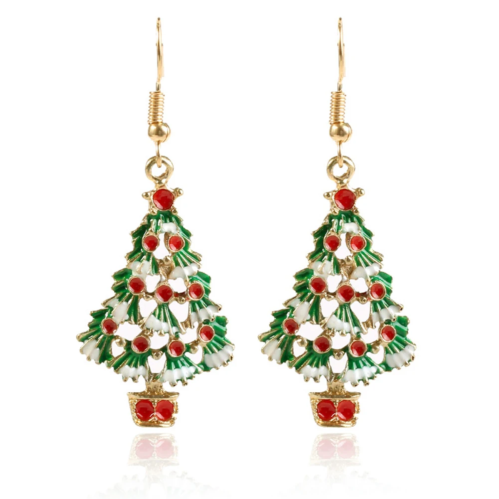 Christmas Earrings Zinc Alloy Festival Ornaments 1Pair Christmas Tree Earrings For Women Metal Stud Earring Fashion Gift jewelry