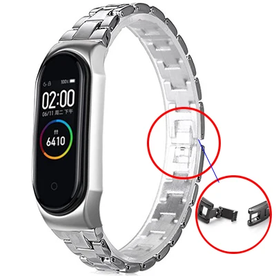 Hangrui металлический браслет из нержавеющей стали mi Band 4 ремешок для Xiaomi mi Band 4 3 сменный ремешок mi Band 4 3 браслет ремешок - Цвет: Color Silver