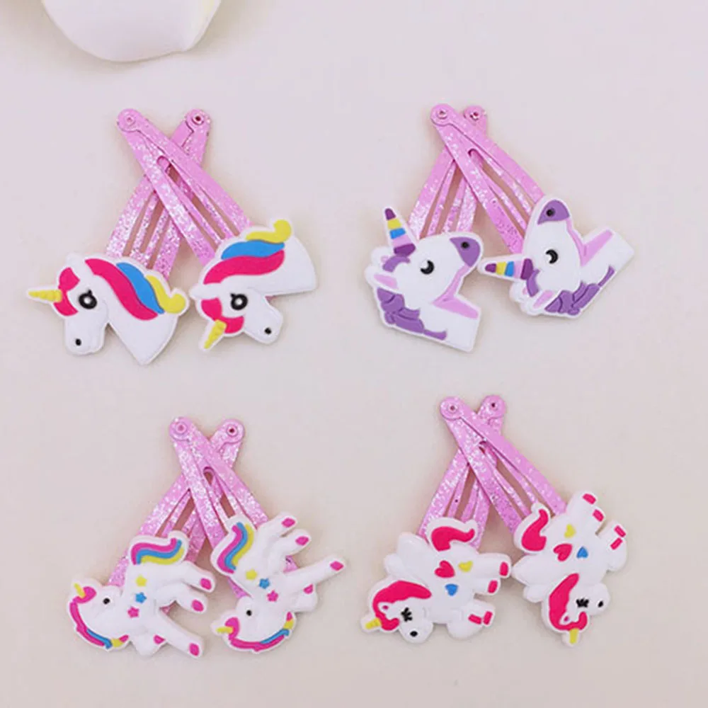 

2 pcs/set Lovely Cartoon Hairpins Unicorn Horse Hair Clips Children Girls Head Wear Barrettes Hair Accessories