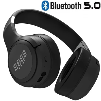 

Bluetooth 5.0 Headphone Over-Ear Wired Wireless Headphones Foldable Stereo Headset with Mic Digital Display Earphone
