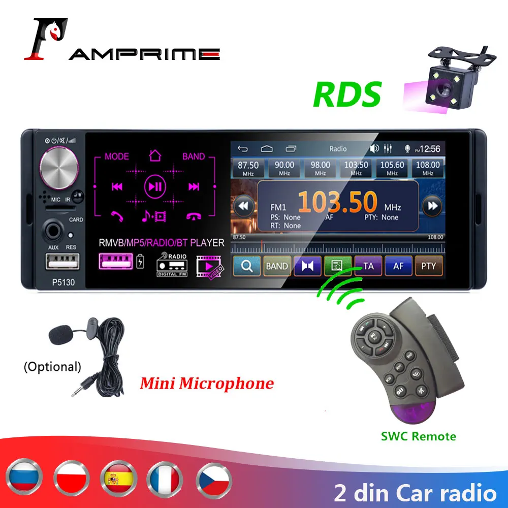 Автомагнитола AMPrime 1DIN сенсорный экран 4 1 дюйма FM/AM/USB/MP5/RDS Bluetooth аудио плеер радиостанция поддержка