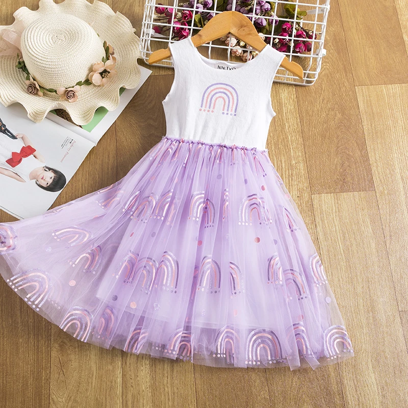 3-8 Years Kids Dress for Girls Party Spring Summer Children Clothing Shiny Sequins Princess Pageant Frock Birthday Costume | Детская
