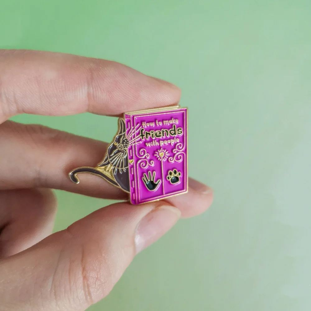

Cat Book Pin Super Lovely Meowth Cat How To Make Friends Soft Enamel Cartoon Animal Brooches Lapel Pins