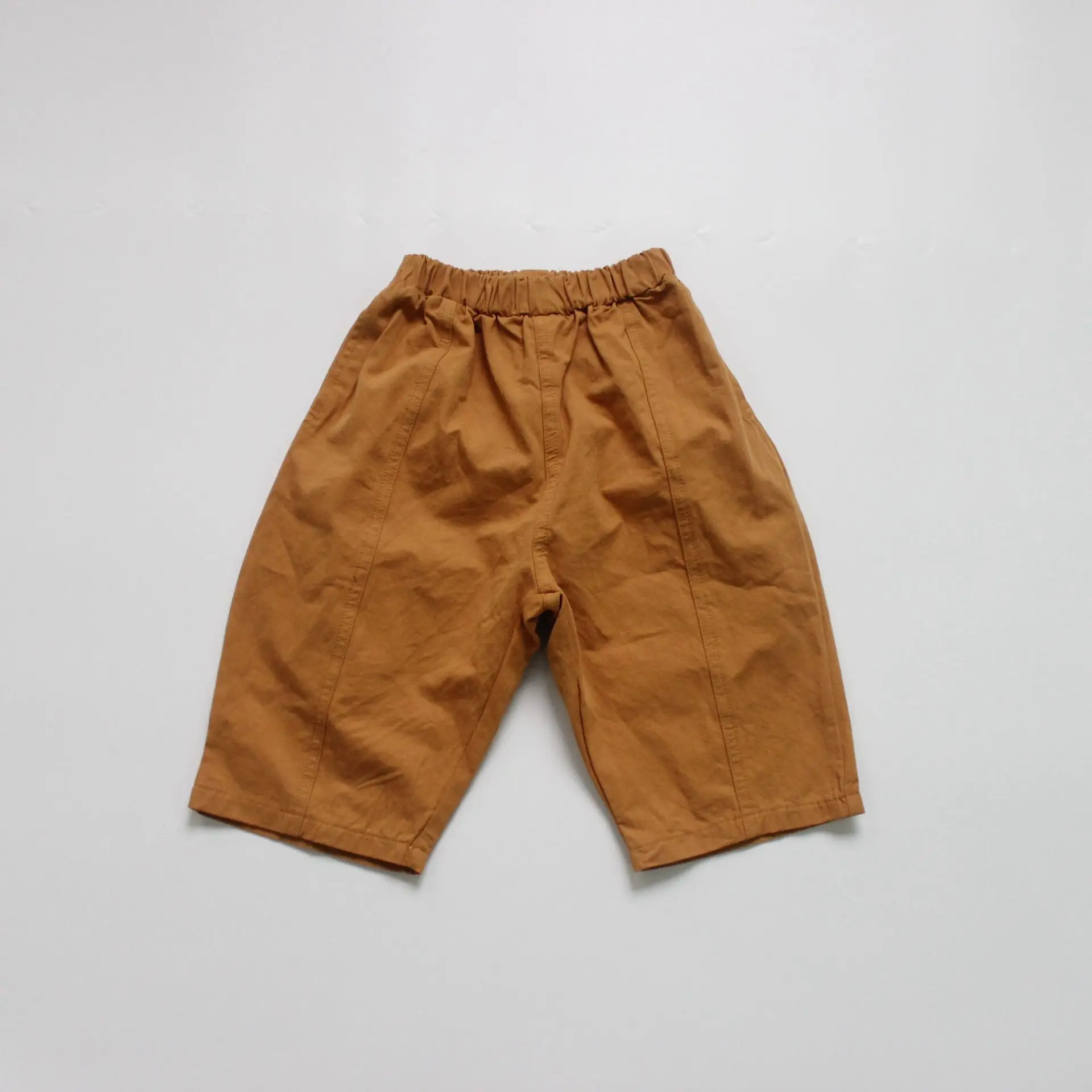 yellowish brown Новые осенние детские штаны унисекс свободные хлопковые брюки до щиколотки в Корейском стиле брюки одноцветные для маленьких мальчиков и девочек - Цвет: yellowish brown