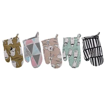 Мультяшные кухонные изолированные Нескользящие Утепленные перчатки высокотемпературные духовые перчатки для готовки рукавица и прихват для микроволновой печи 5 видов