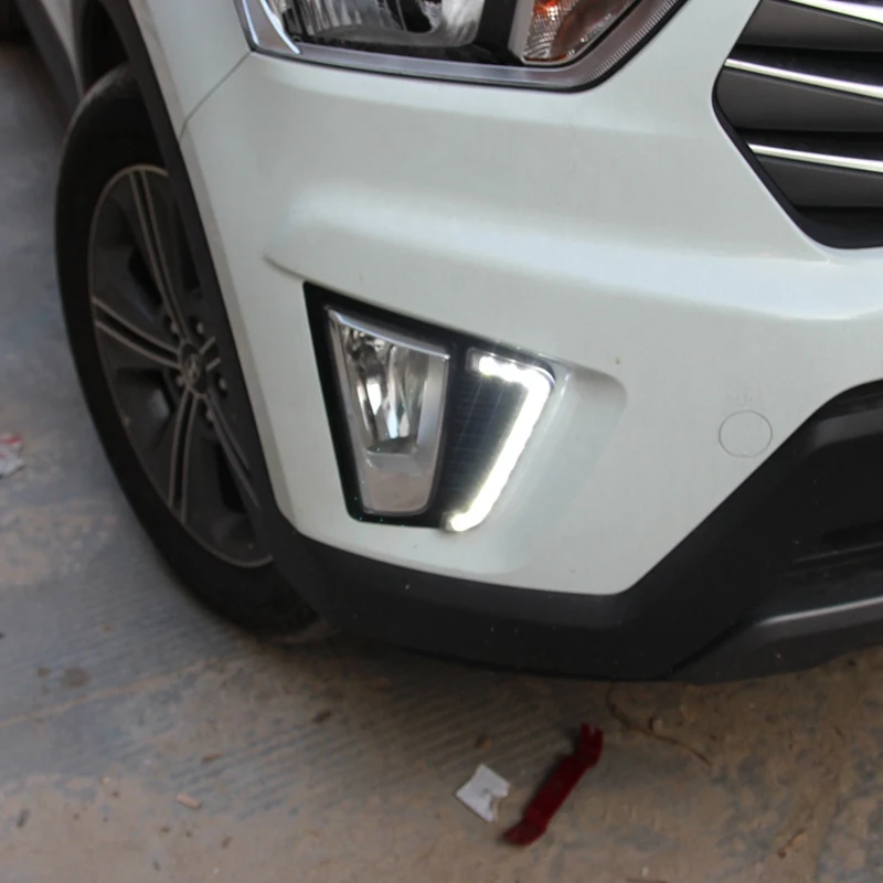 Светодиодный дневной светильник 12V Светодиодный светильник DRL конкретных для hyundai IX25 с указатель поворота светильник
