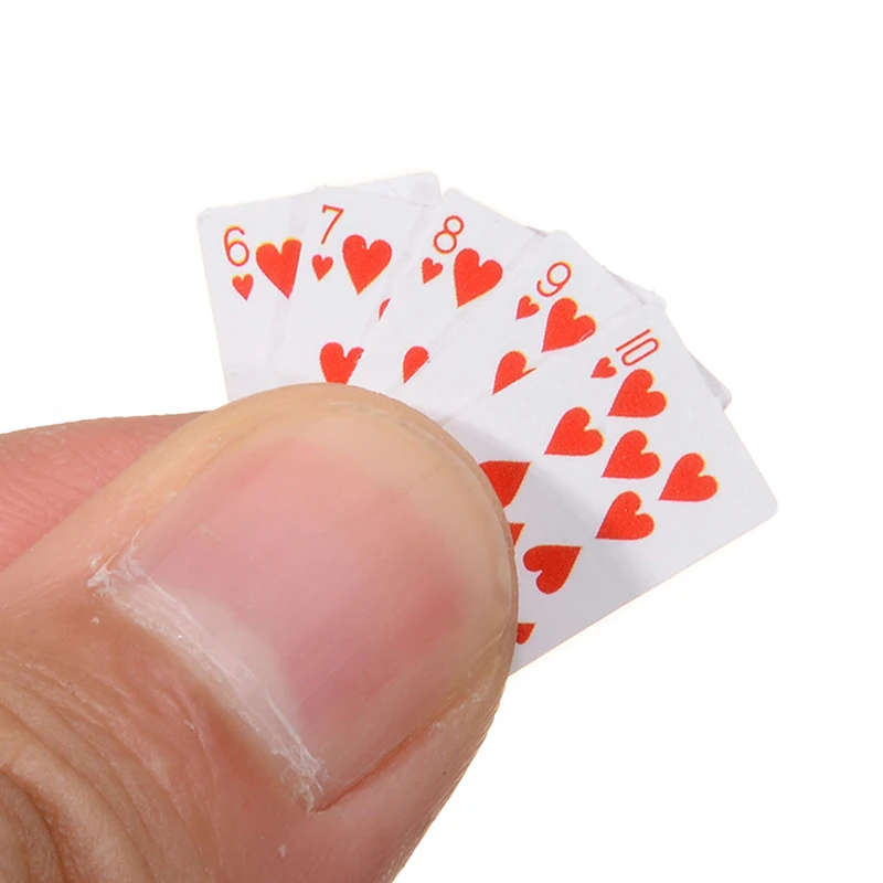 1 Set 1:12 Miniature Dollhouse Cute Mini Poker Playing Cards Style Random Funny Models Poker Toys Accessories Decoration