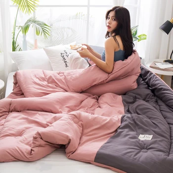 

2CF Luxury Design Winter Blanket Quilting Pure Color Patchwork Thick Warm Quilt Duvet Home Twin/king Size Bedding Comforter
