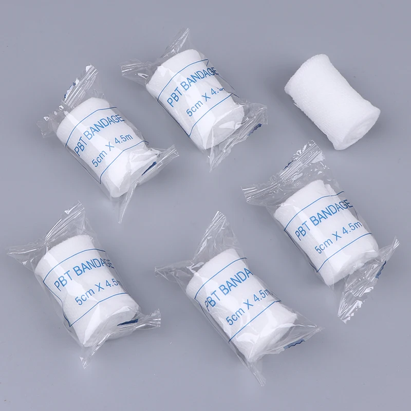 Vendaje tejido no vendaje tejido de alta calidad, suministros de primeros auxilios, vendajes elásticos médicos PBT, 5cm x 450cm, 6 unids/lote