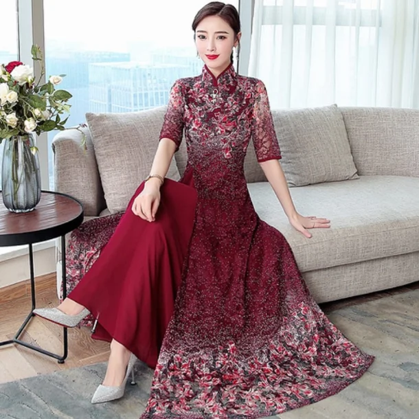 Новинка Осень 2019 шифоновое кружевное платье в стиле ретро женское улучшенное