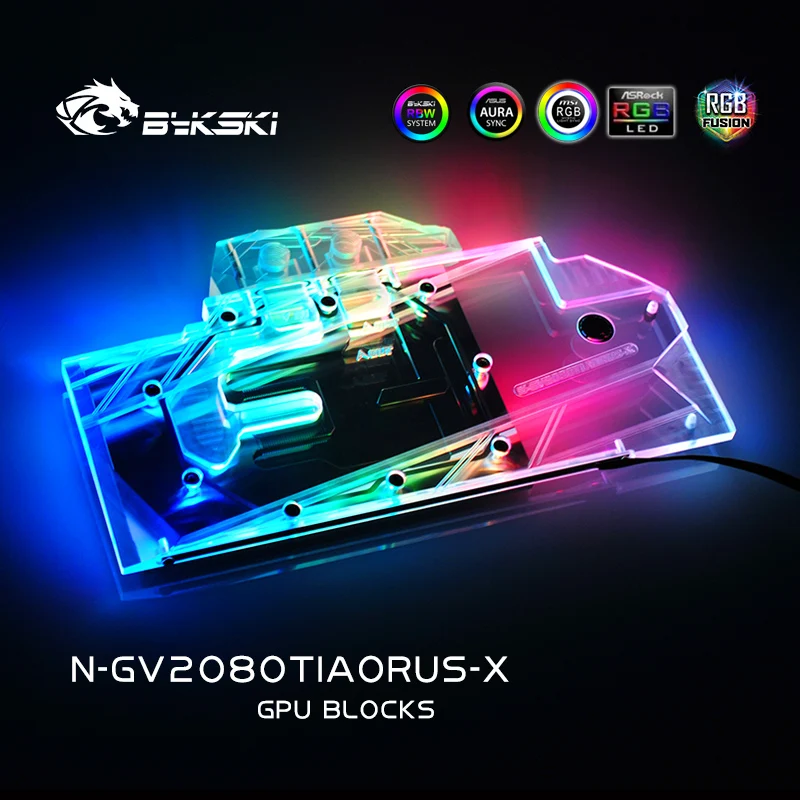 Bykski N GV2080TIAORUS X полное покрытие видеокарты водяного охлаждения блок для Gigabyte AORUS