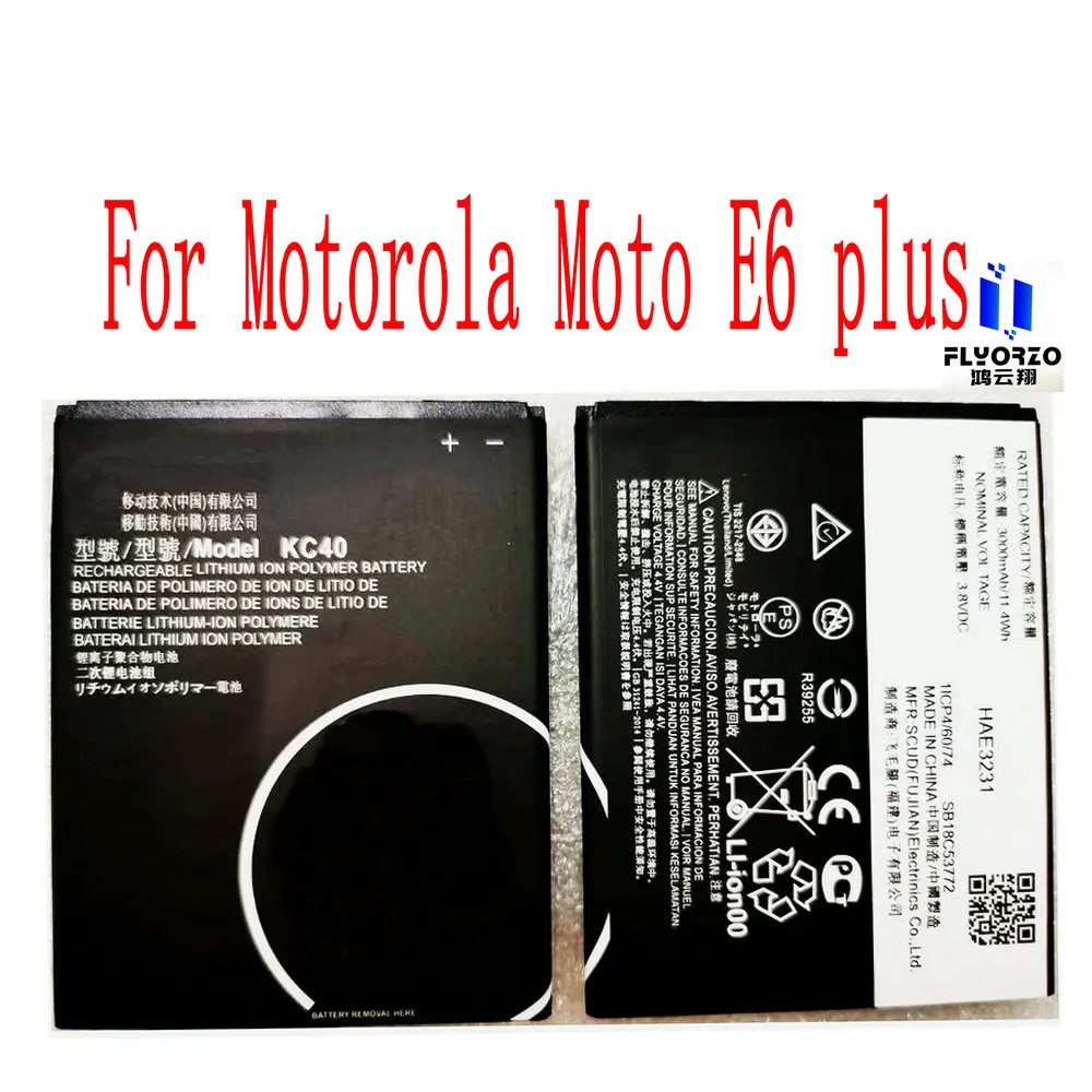 

3.8V 100% Brand new original 3000mAh KC40 Battery For Motorola Moto E6 plus XT2025-1 XT2025-2 Mobile Phone