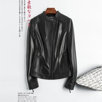 

Nerazzurri Short black leather jacket women long sleeve zipper High quality motorcycle jacket women plus size biker jacket women