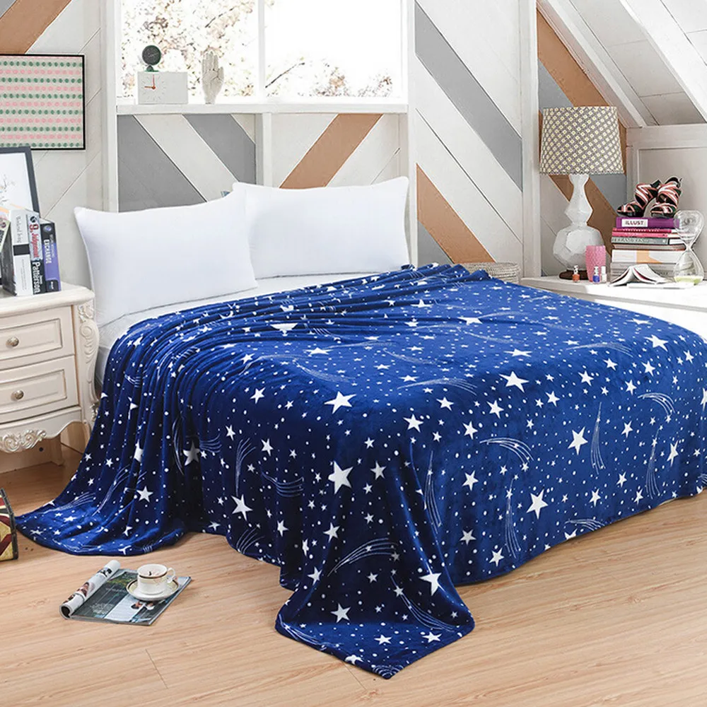 High Quality Blanket Super Fleece Soft Warm Solid Warm Micro Plush Flannel Star Blanket Throw Rug Sofa Bedding Bedspread Winter-2