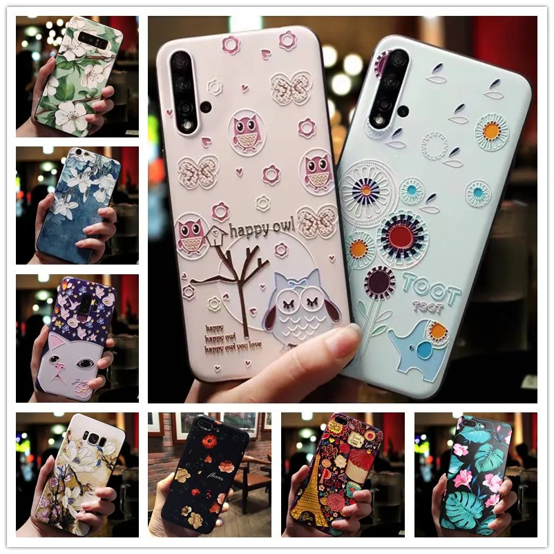 

For Huawei Honor 20 Pro Case 3D Flower Emboss Silicone Phone Cover For Huawei Honor 20 P30 Lite P30Pro Cases Soft Honor 10 Lite