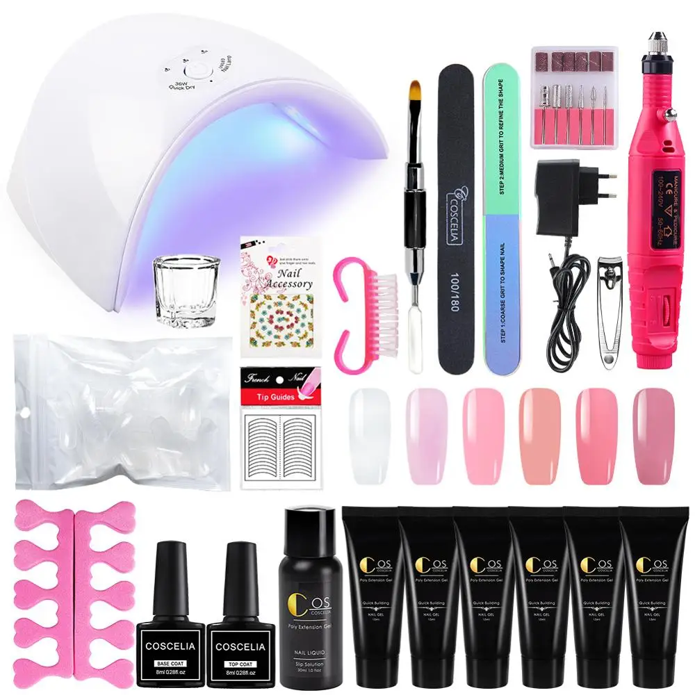 Nail Lamp Crystal Jelly Nail Art Kit Manicure Set Extend Builder Poly Gel Kits Finger Nail Extensio