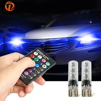 

POSSBAY Wireless Remote Control Car LED Clearance Lights Super Bright Lights Modification Universal Flashing Colorful T10 Bulbs