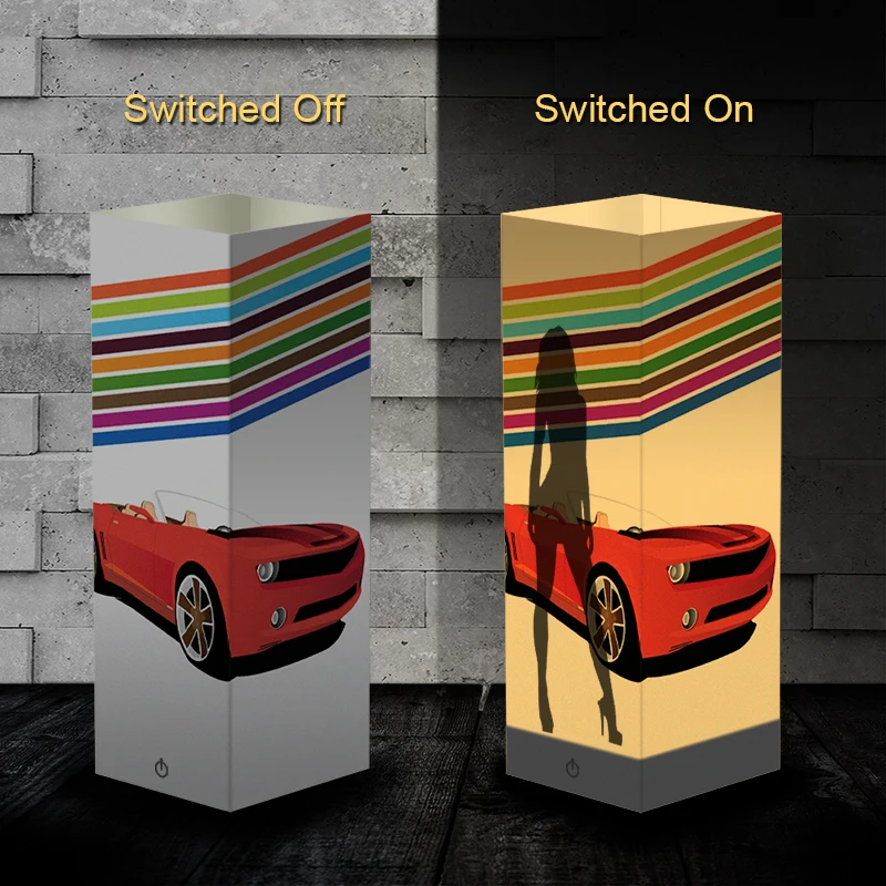 

Night light LED New paper shadow creative touch lamp home bar table lamp Christmas gift-Cool car and beauty USB battery-powered
