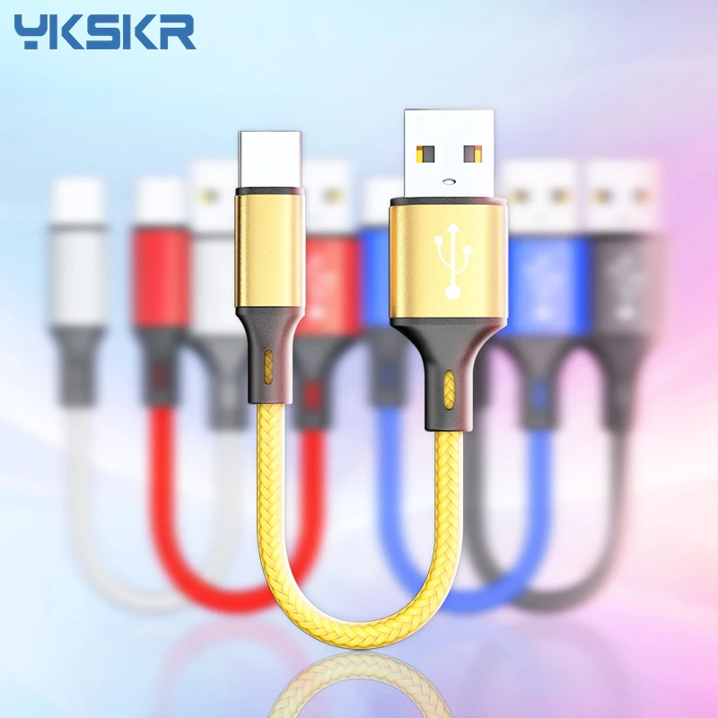 Быстрая зарядка короткий кабель USB type-C для samsung huawei power Bank использование 25 см Micro USB кабель для iphone USB-type C кабель