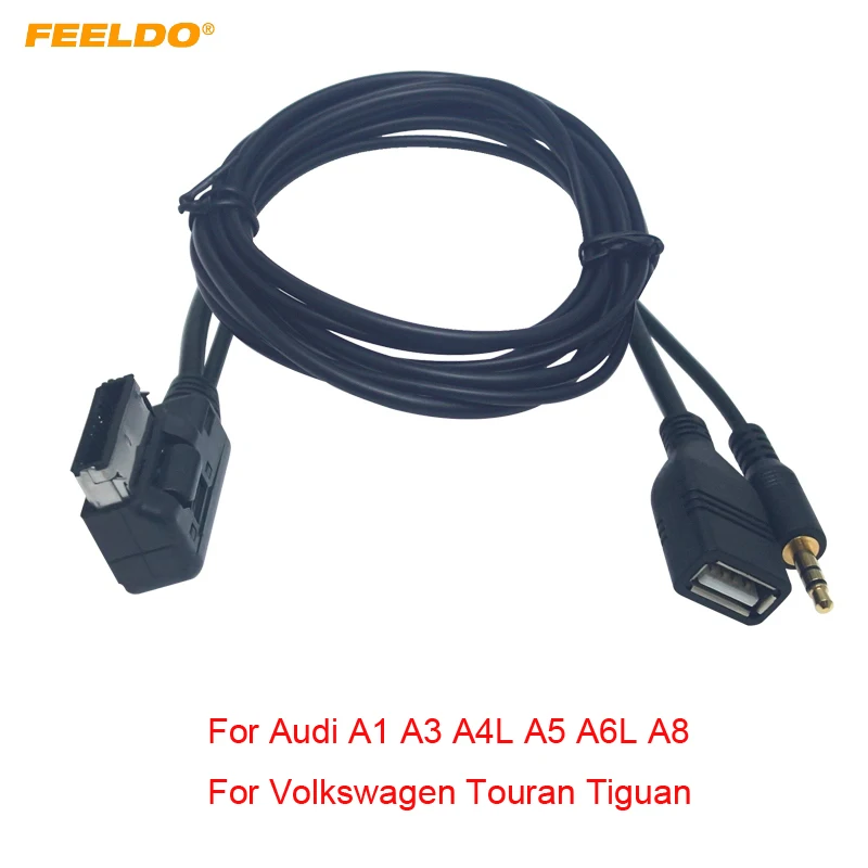 

FEELDO Car Audio Music 3.5mm AUX Cable AMI/MDI/MMI Interface USB+Charger For Audi Volkswagen Wire Adapter #AM6209