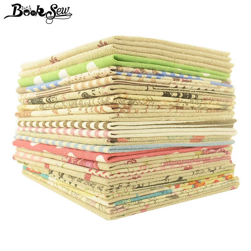 Хлопчатобумажная льняная ткань Booksew Zakka 10 шт./лот анкарская краситель 20x20 см Ткань