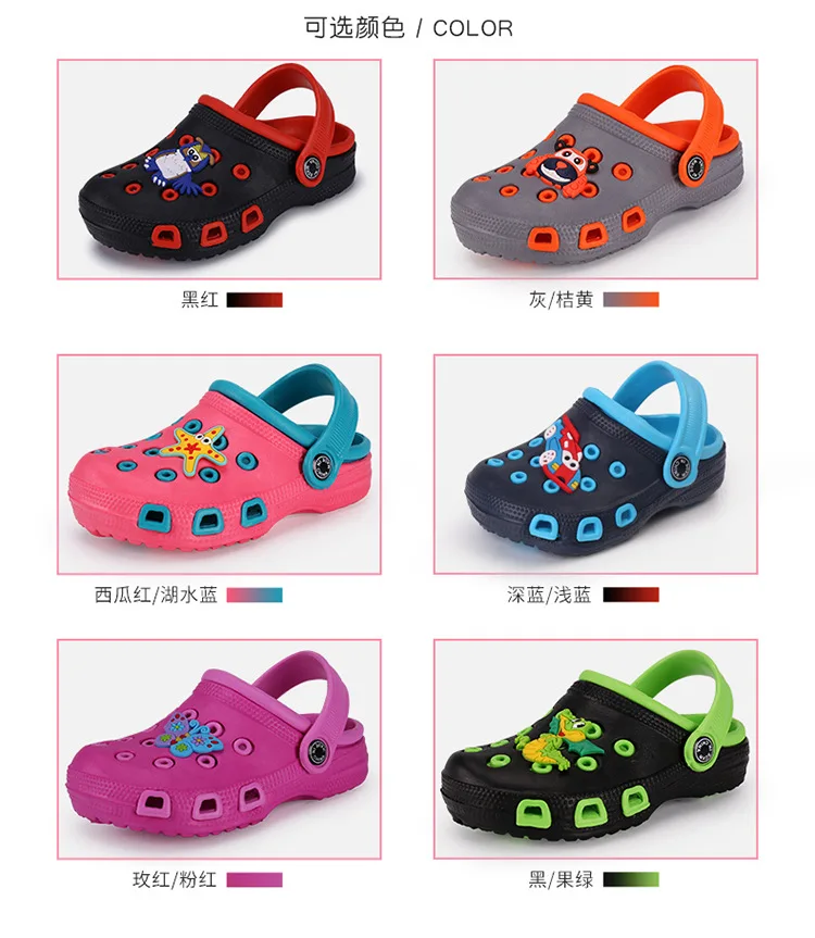 Children's Clogs Shoes Girls' Outdoor Non-slip Garden Beach Slippers Boys' Indoor Soft Breathable Cartoon Shoes Hole Sandal 2021 extra wide children's shoes