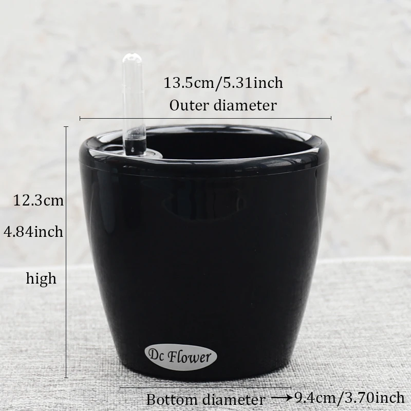 black XS Автоматический водопоглощающий цветочный горшок круглый двухслойный горшечный сад декоративные растения Цветочная корзина домашнее украшение рабочего стола - Цвет: black XS
