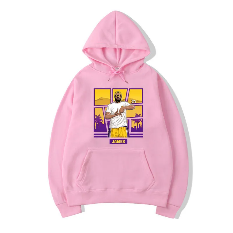T140A-pink Мужские толстовки с капюшоном LeBron James 23 King, толстовки с капюшоном в Лос-анжелесском стиле на шнуровке для фанатов LA, подарок на осень и зиму - Цвет: T140A-pink