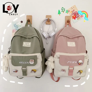 

Female Korean Harajuku Girl College Student Backpack Fashion For Teenagers Designer Bag Multiple Zipper Pockets School Backpacks