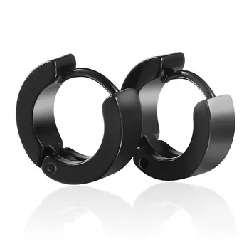 

Pair Unique Punk Style Cool Mens Stainless Steel Round Hoop Piercing Studs 15mm Earring Piercing Jewelry